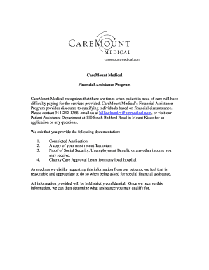 Financial Assistance Program CareMount Medical  Form