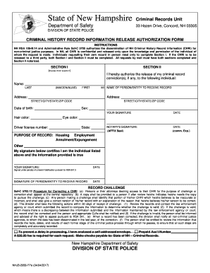 Criminal History Record Information Release Authorization Form