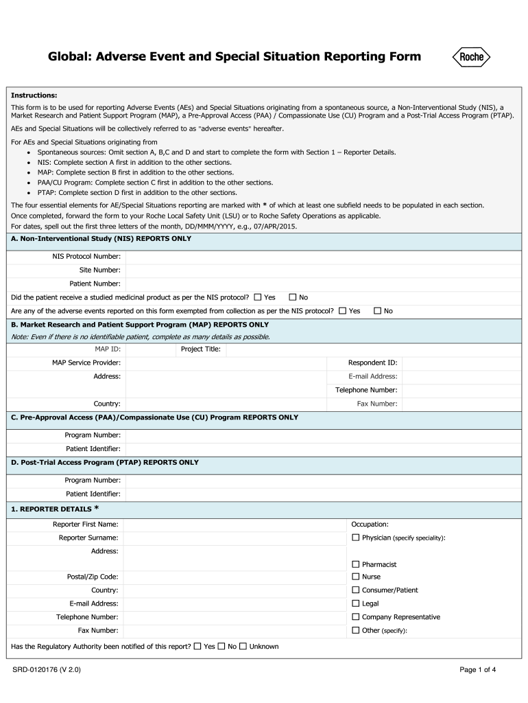 Global Adverse Event and Special Situation Reporting Roche Pro  Form