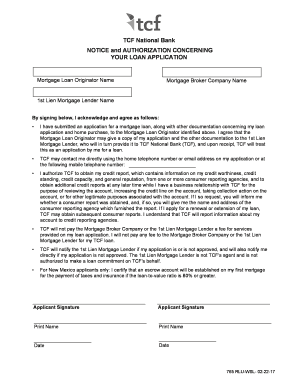  TCF HELOC Notice and Authorization TCF Form 765 2017