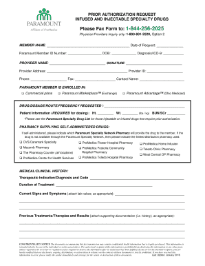 Paramount Prior Authorization Form PDF