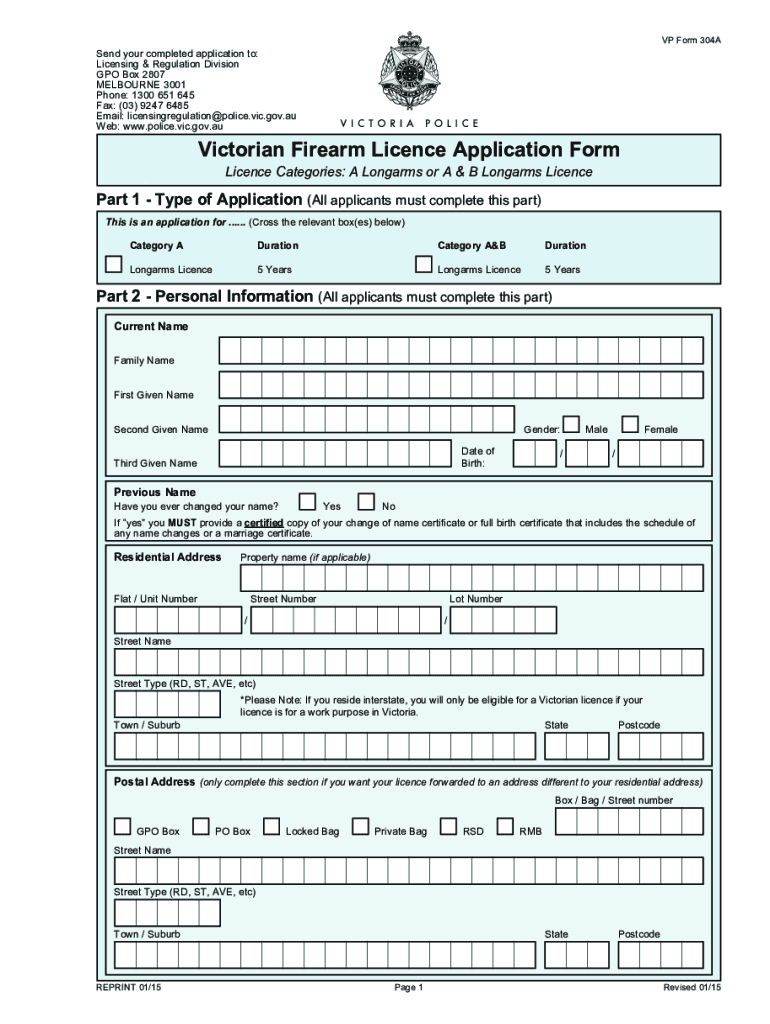 Gun License Vic  Form