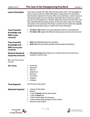 Lesson 1 the Case of the Disappearing Paycheck  Form