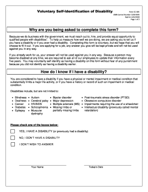 Voluntary Self Identification Form