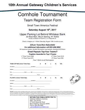 Cornhole Tournament Gateway Children&#039;s Services  Form