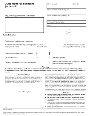 N30 Judgment for Claimant in Default  Form