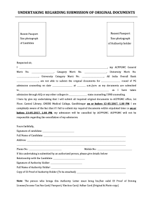 Undertaking Document  Form