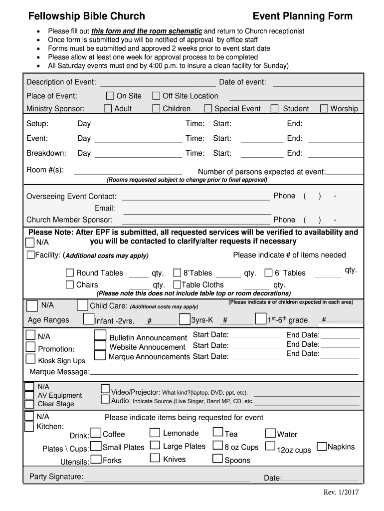 Event Request Form Fellowship Bible Church