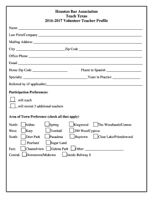 Teacher Profile PDF Form