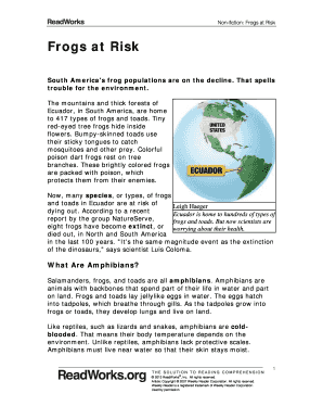 Frogs at Risk Answer Key  Form