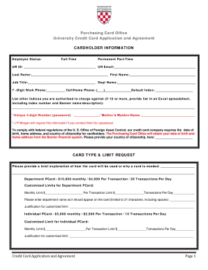 Credit Card Application and Agreement Page 1 Purchasing Card  Form