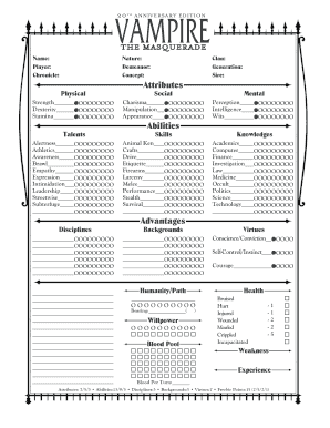 Vtm Character Sheet  Form