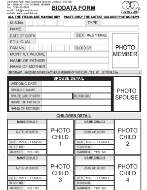 Biodata Format for Rotary Club