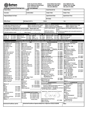 Adult Imaging Services Order Form PDF