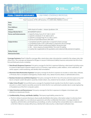 PEARL CYBERPRO INSURANCE LAW FIRMS COVERAGE  Form