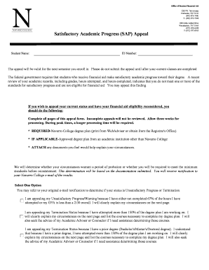 Satisfactory Academic Progress SAP Appeal Navarro College  Form