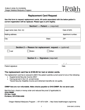 Ommp Replacement Card  Form