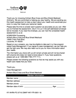 Anthem Health Risk Assessment  Form