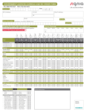 Signia Earmold Order Form