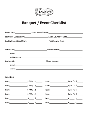 Banquet Checklist  Form