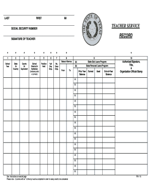 Tea Service Record Form