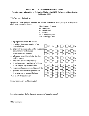 Minster Evaluation Form