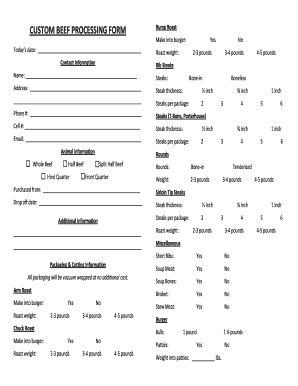 Beef Processing Form