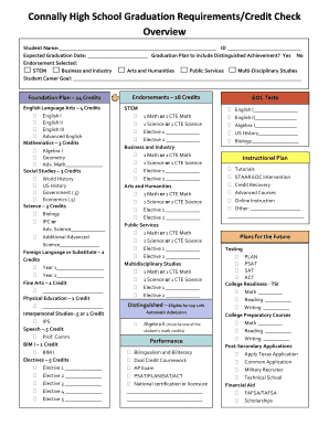 High School Credit Check Sheet  Form