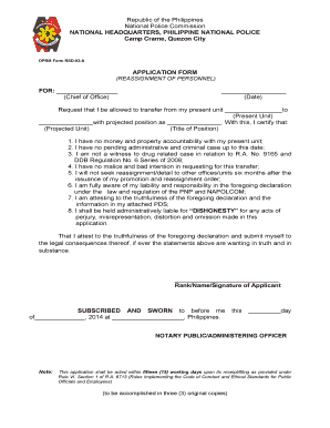 Guidelines on Reassignment of Pnp Personnel  Form