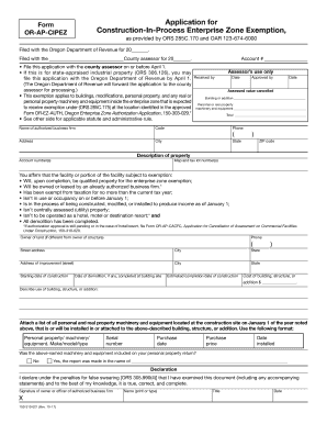 Form or AP CIPEZ, Application for Construction State of Oregon