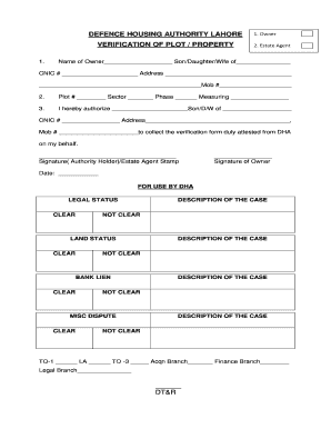 Dha Verification Form