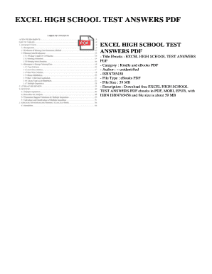 Excel High School Final Exam Answers  Form