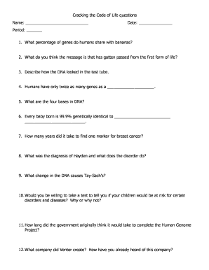 Cracking the Code of Life Worksheet PDF Answers  Form
