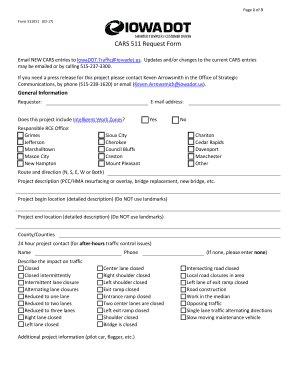 CARS 511 Request Form Iowa DOT Forms
