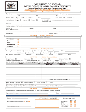 Minor House Repair Assistance Ministry of Social Development  Form