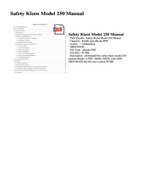 Safety Kleen Model 250 Manual  Form