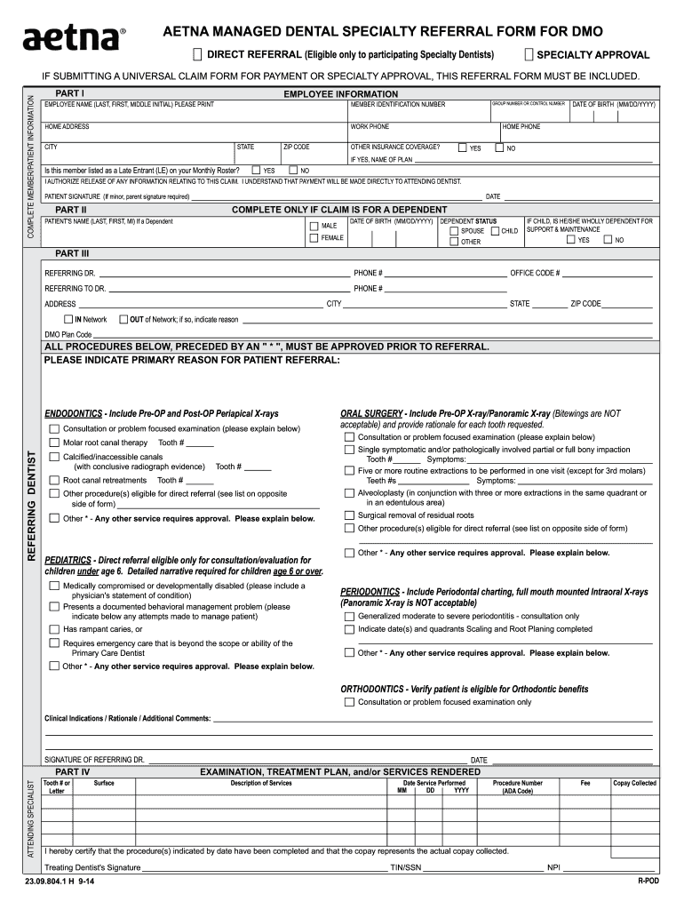 Get and Sign Aetna Referral Form Printable 2014-2022