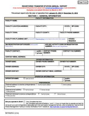 Registered Transfer Station Annual Report Form New York State