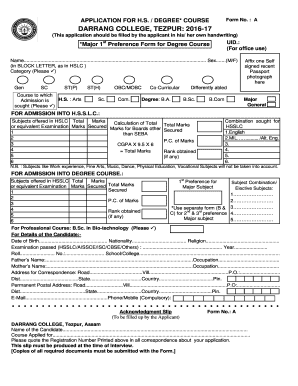 Darrang College Application Form