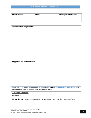 Continuous Improvement Form