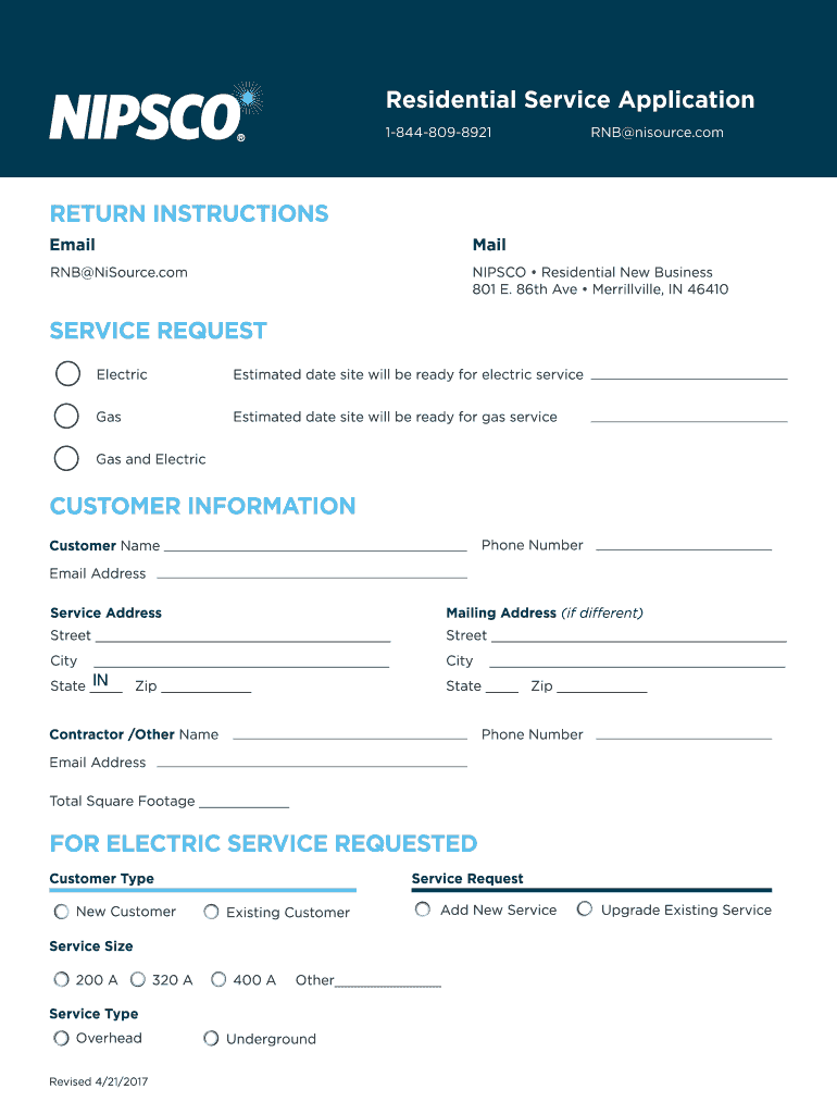  Residential Service Application 2017
