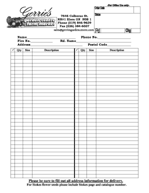 Gerries Garden Centre  Form