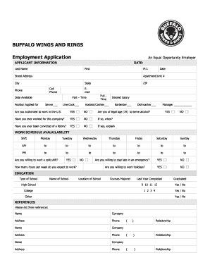 Buffalo Wings and Rings Application  Form