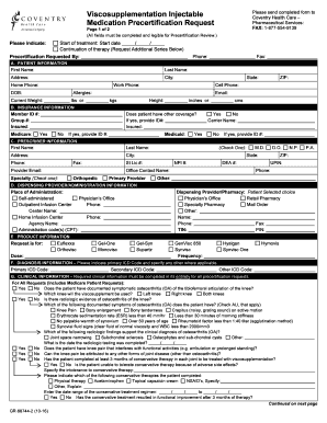 Coventry Viscosupplementation Form