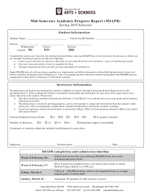  Mid Semester Academic Progress Report MSAPR Spring 2017