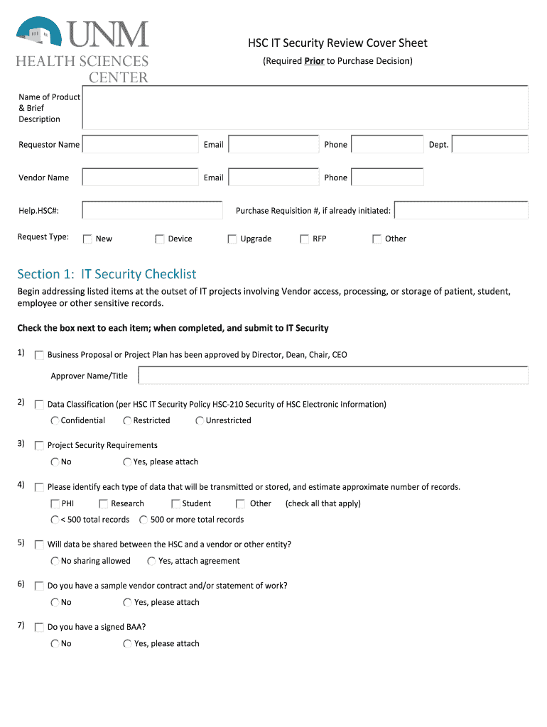 Section 1 it Security Checklist  Form