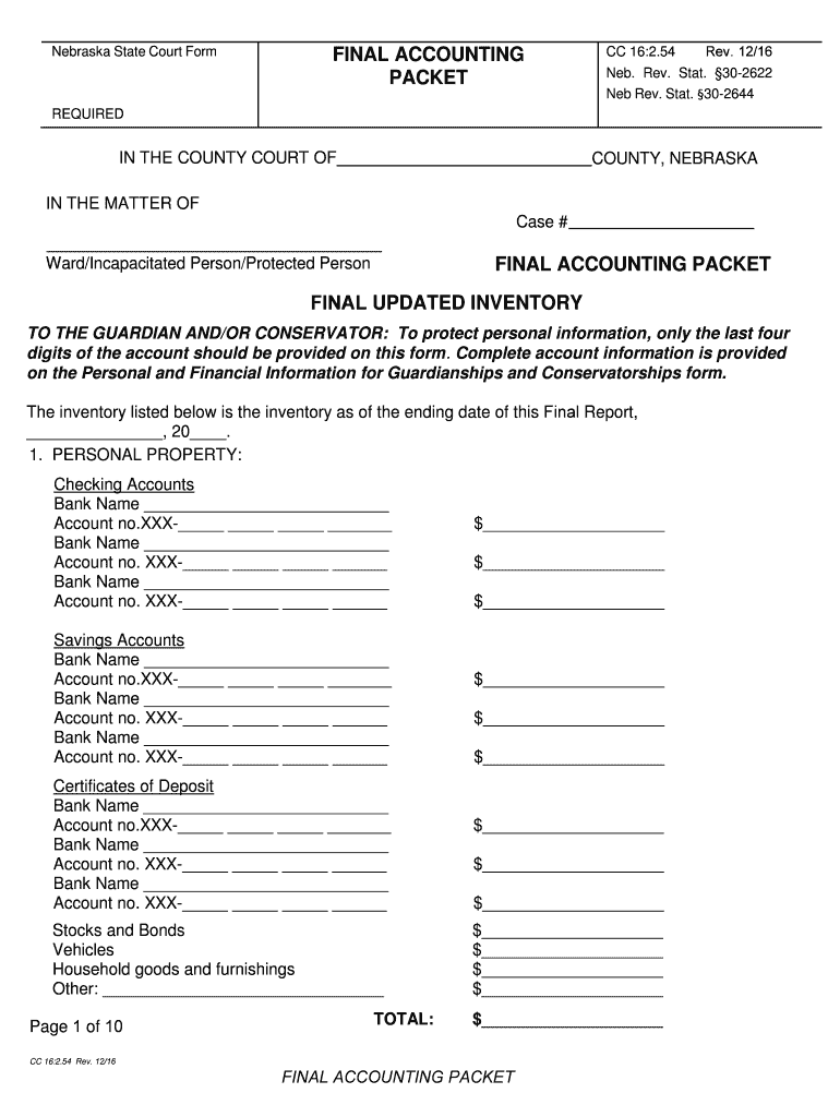 FINAL ACCOUNTING PACKET  Form