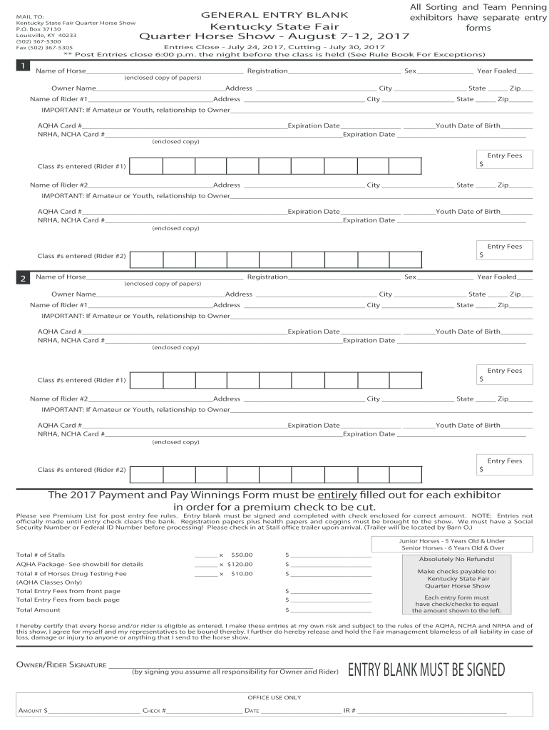  Ky State Fair Quarter Horse Show Schedule 2017-2024