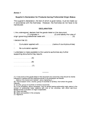 Long Term Supplier Declaration Template Word  Form