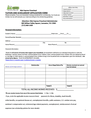 Complete a Scholarship Form Kids Express Preschool